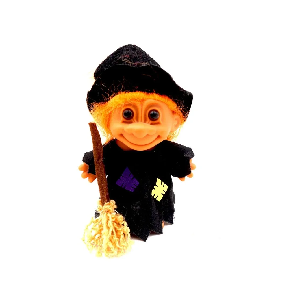Vintage Russ Troll Doll Wicked Witch Broom Hat 90s Good Luck‎ Halloween 1990s